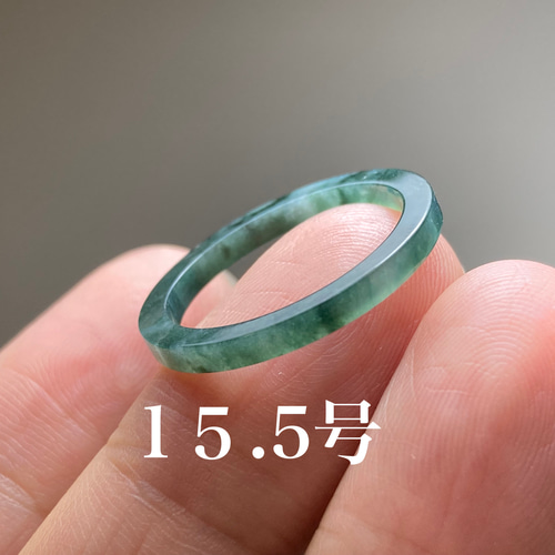 L3-129 細身 藍緑色 15.5号 天然グアテマラ産 A貨 本翡翠