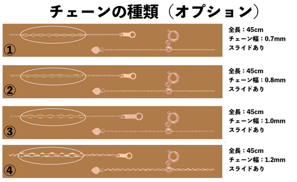 角あずき18金ネックレスチェーン　K18PG(ピンクゴールド)　全長45cm調整スライド付き　幅0.7~1.2mm　 19枚目の画像