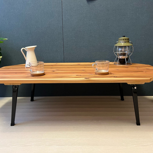 送料無料】 ローテーブル 長方形 8角 120cm 60cm 杉 折りたたみ脚 ロー