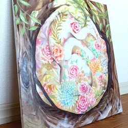 アート原画：「輪廻転生」45.5×53cmキャンバス木枠/油絵 2枚目の画像