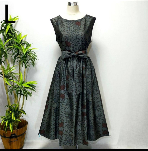 着物リメイク ワンピース ジャンパースカート 花柄 2 WAY ギャザー  