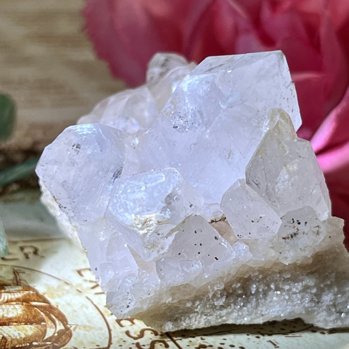 ヒマラヤ✨ レインボー マニカラン産 ピンク水晶 原石 クラスター  