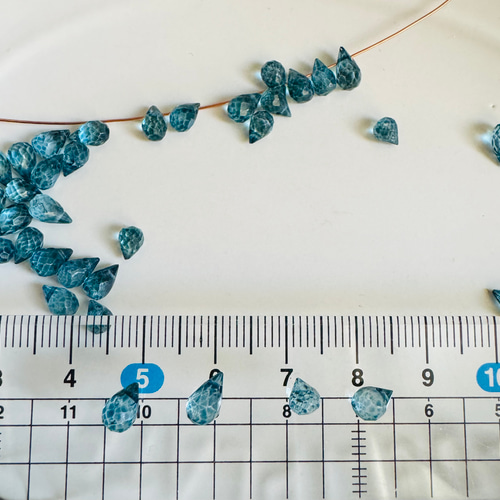 天然 ロンドンブルートパーズ ドロップビーズ 4石 天然石 その他