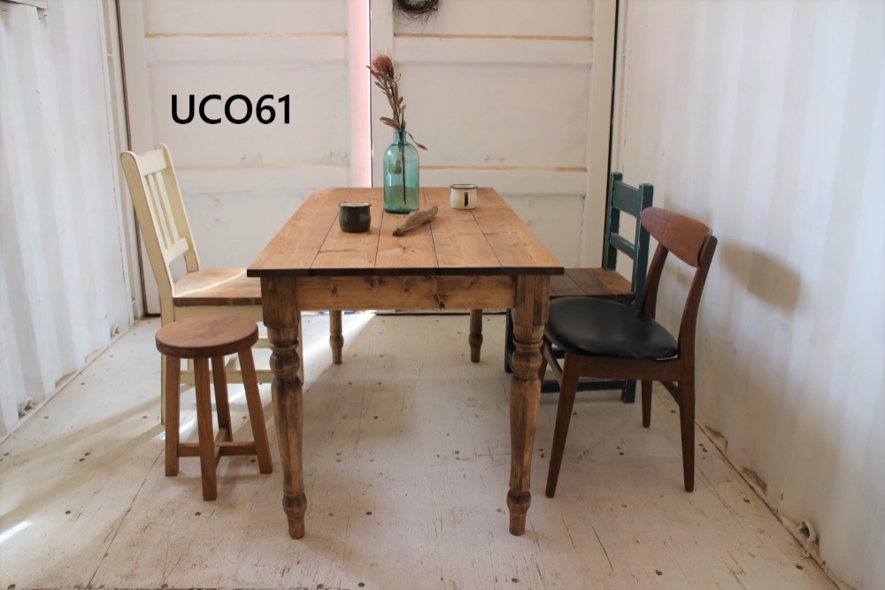 ろくろ脚 ダイニングテーブル　【1700×800】　（ダーク）アンティーク風・天然無垢材 58,200円