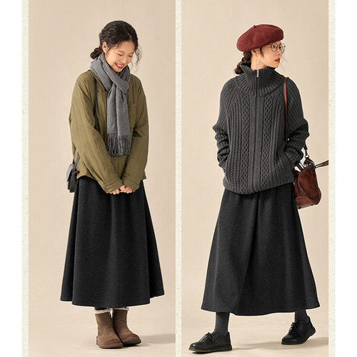 old england “wool medium wrap skirt” size26 オールド