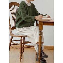 モヘア混紡セーター　ウール混紡セーター　ニットカーディガン　グリーン　S-Mサイズ　S198　 12枚目の画像