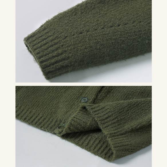 モヘア混紡セーター　ウール混紡セーター　ニットカーディガン　グリーン　S-Mサイズ　S198　 19枚目の画像