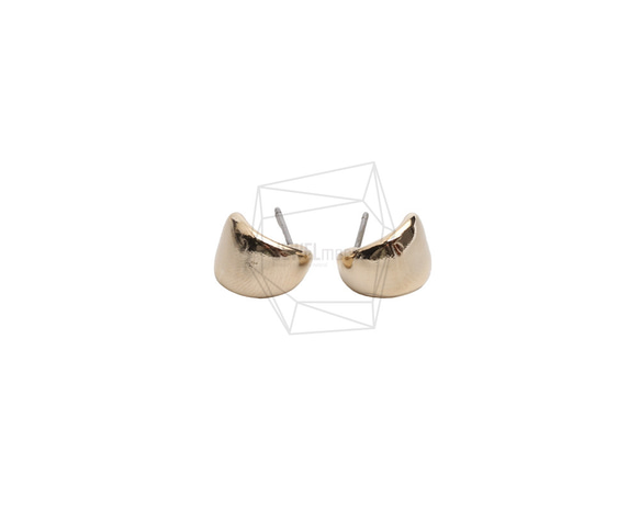 ERG-2603-G [2 件] 圓形耳環，圓形耳柱/7.2mm x 10.4mm 第1張的照片