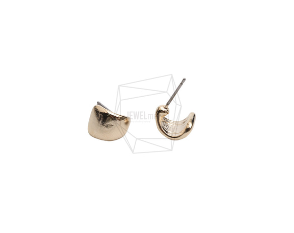 ERG-2603-G [2 件] 圓形耳環，圓形耳柱/7.2mm x 10.4mm 第2張的照片