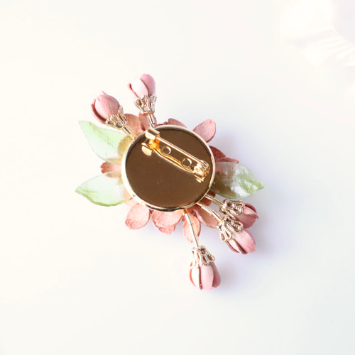 期間限定】桜* 革花ブローチ/春レザーアクセサリー*卒業式入学式