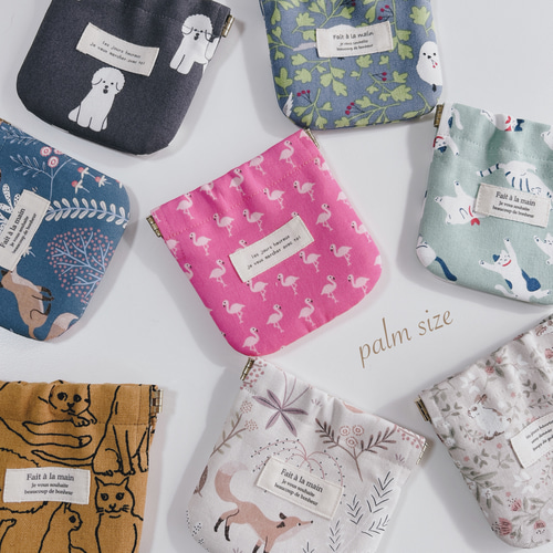 植物柄 手作りバネ付きポーチ 約13cm x 9cm 植物柄 手作りバネ付きポーチ 約13cm x 9cm 花柄 - ポーチ・巾着袋の