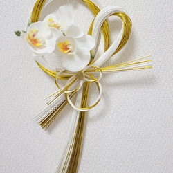 2025天然二重しめ縄二重紅白水引結び赤ダリア紅玉 しめ縄 注連縄