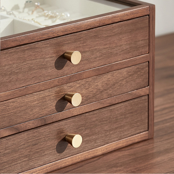 木製３段　可視化するのアクセサリーボックス　引き出し付きのジュエリー収納什器　女性好きな宝石箱　小物入れ 