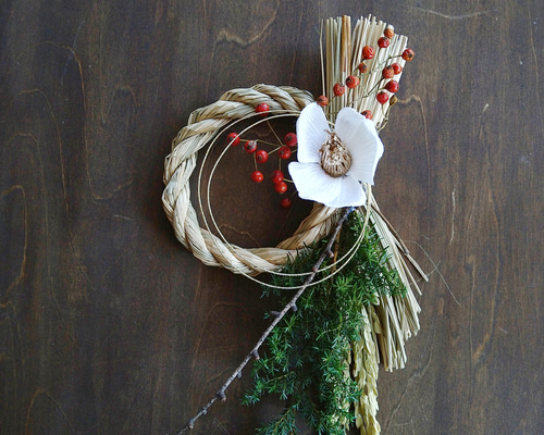 ◇しめ縄リース◇ナチュラル◇ 2025年新作 ソラフラワー 幸せを願い ナチュラル しめ縄飾り しめ縄