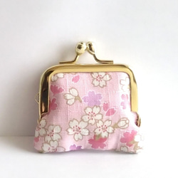 角がま口♪小さいがま口♪豆蔵♪小銭入れ,コインケース,clasp,桜,桜吹雪,cherry blossoms 1枚目の画像