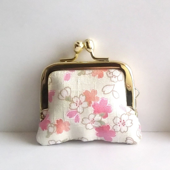 角がま口♪小さいがま口♪豆蔵♪小銭入れ,コインケース,clasp,桜,桜吹雪,cherry blossoms 2枚目の画像