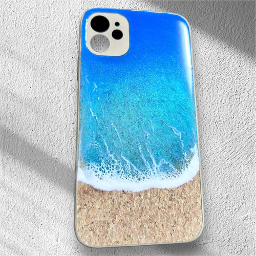 受注制作】コルクiPhoneケース スマホケース 海レジン iPhoneケース 