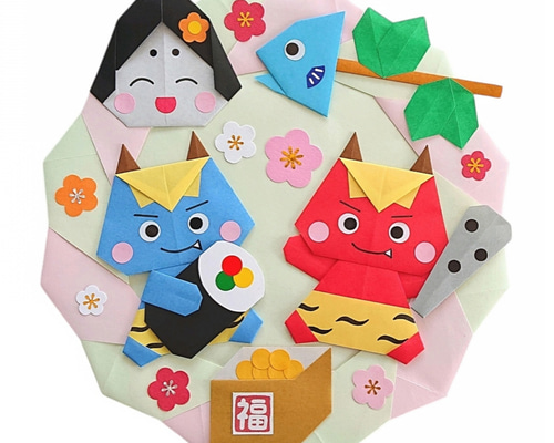 折り紙リース ＊ 節分 2月 壁面飾り リース naacraft 通販 17052980