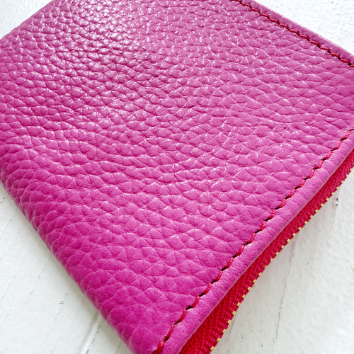 コンパクト 字財布 ミニ 本革 マゼンタ ピンク その他ミニ財布