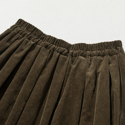 秋冬燈芯絨半身裙，褶皺半身裙，有襯裡，咖啡色 231215-1 第9張的照片