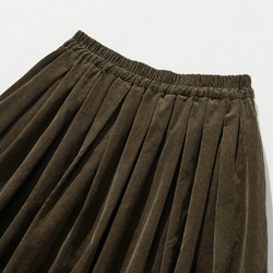 秋冬燈芯絨半身裙，褶皺半身裙，有襯裡，咖啡色 231215-1 第2張的照片