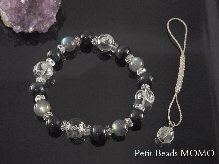 『新作2024』風水～四神手彫り水晶＆ラブラドライト＆ブルータイガーアイのユニセックスな数珠ブレス～仕事の運気上昇祈願 5,925円