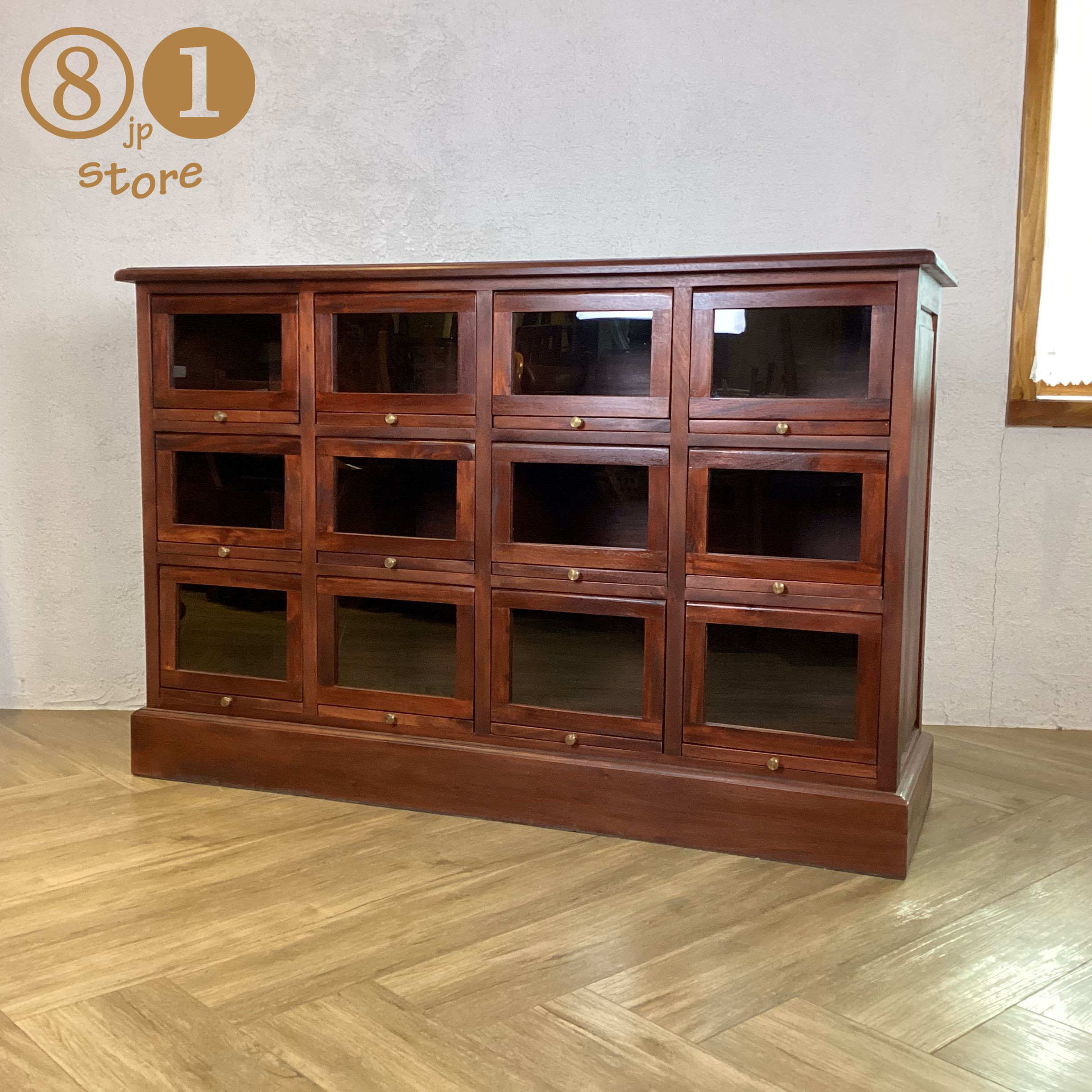 英国アンティーク木製ディスプレイキャビネット/本棚/食器棚/飾り棚(81