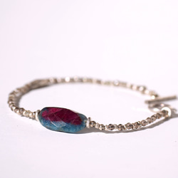 -Ruby in zoisite- smoky quartz・silver bracelet 2枚目の画像