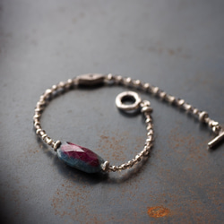 -Ruby in zoisite- smoky quartz・silver bracelet 1枚目の画像