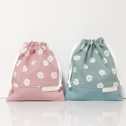 くすみカラー　小さな花柄の給食袋　22㎝×19㎝ 2枚目の画像
