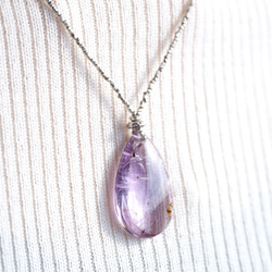 'Cacoxenite in amethyst' silver pendant 1枚目の画像