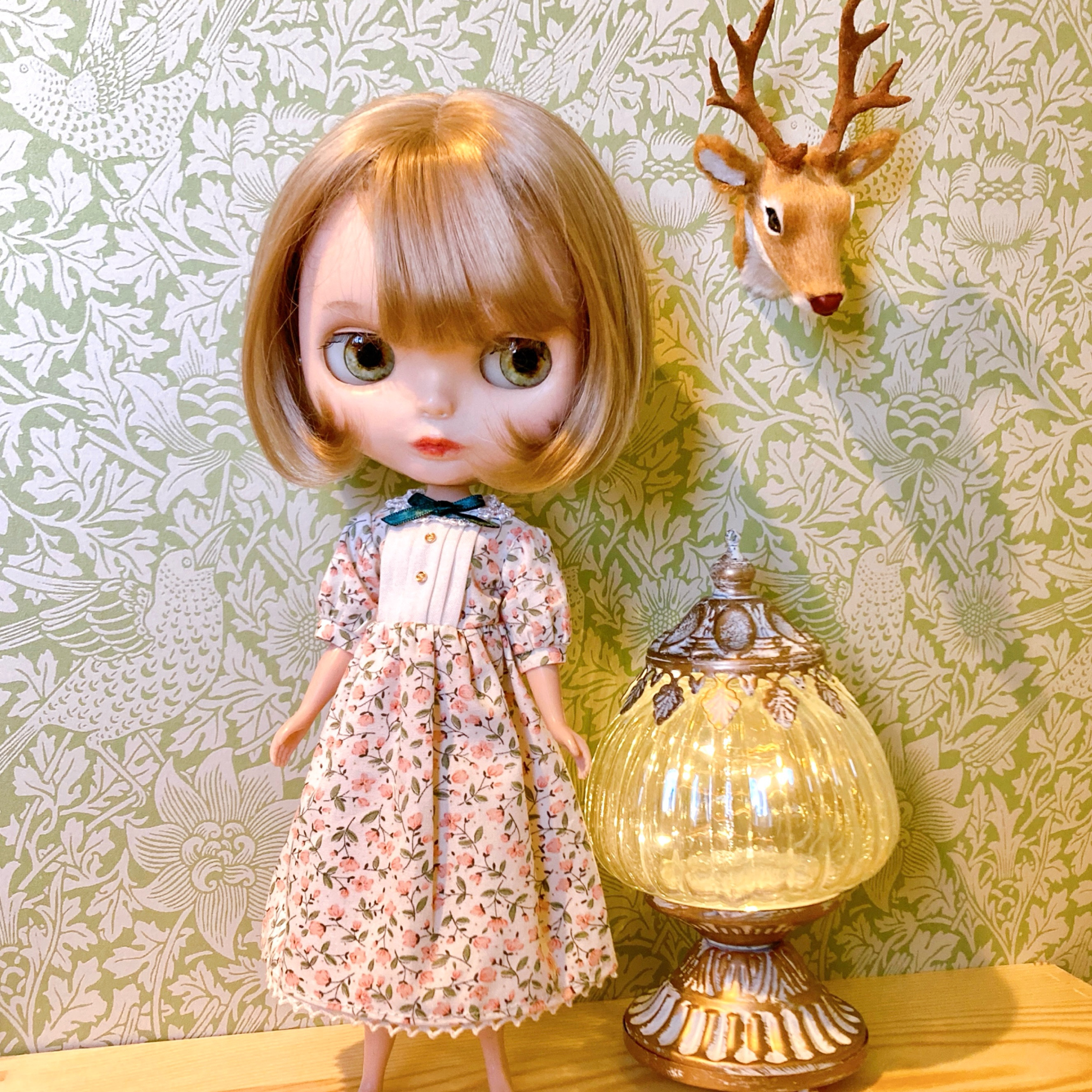 クラシカル 春色小花ワンピース ブライス リカちゃん プーリップ