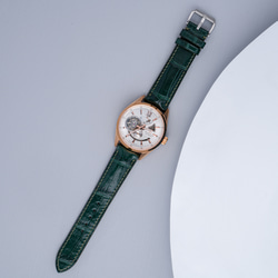 POST＆CO クロコダイル背ワニ革ベルト グリーン POST＆CO クロコダイル背ワニ革ベルト グリーン