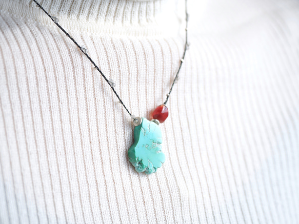 -Sleeping_beauty turquoise・Tibetan andesine- braid pendant 1枚目の画像