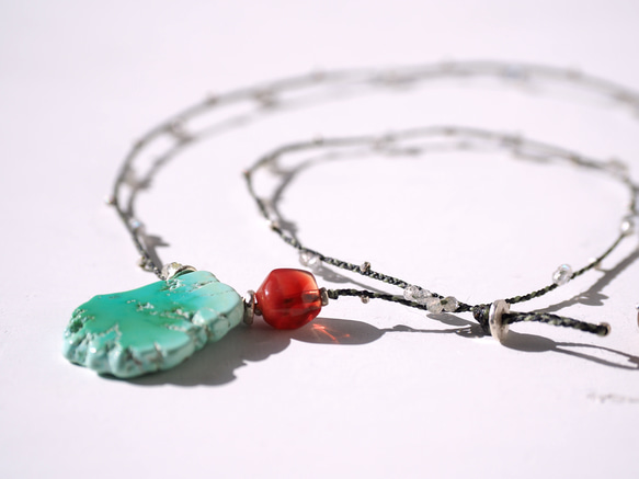 -Sleeping_beauty turquoise・Tibetan andesine- braid pendant 3枚目の画像