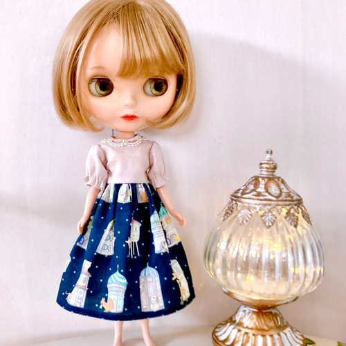 送料無料！ ハンドメイド ネオブライス・リカちゃんの服「トナカイ柄 