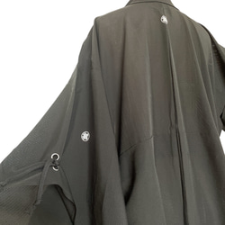 ドレープ際立つ 変型 着物ガウン 裾袖クシュ 絽  着物リメイク 和柄男女兼用 フリーサイズ B5123 12枚目の画像
