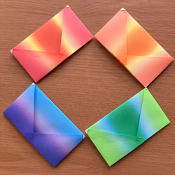 ぼかしカラー折り紙のミニ封筒  お手紙 4色 各1枚 2枚目の画像