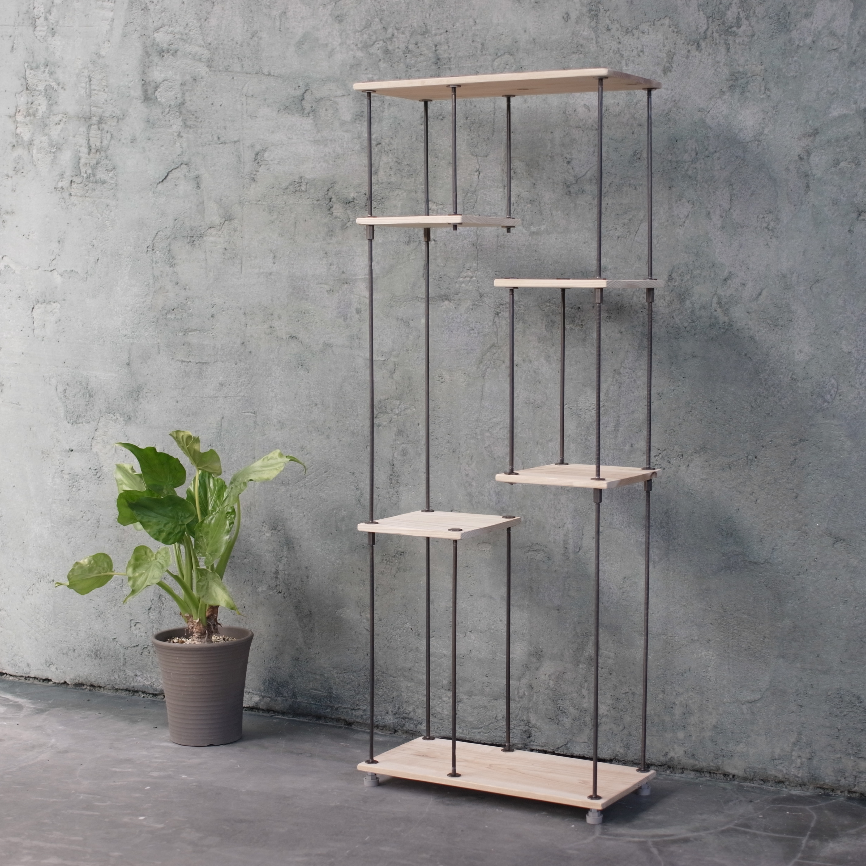 wood iron 吸いつけ shelf 1150*1200*225〈ブラウン〉 wood iron 吸いつけ shelf 1150*1200*225〈ブラウン〉