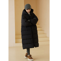 フード付きロングダウンコート　暖かいロングダウンコート　防風厚手コート　ブラック　フリーサイズ　#451 14枚目の画像