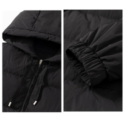 フード付きロングダウンコート　暖かいロングダウンコート　防風厚手コート　ブラック　フリーサイズ　#451 16枚目の画像