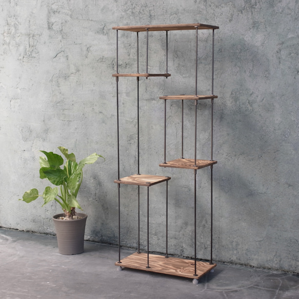 【即納＆送料無料】wood iron shelf 1190*450*225〈ブラウン〉 1枚目の画像