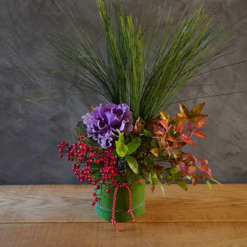 12/30まで年内発送※ お正月飾り 迎春アレンジ 生花 大王松 南天 葉牡丹