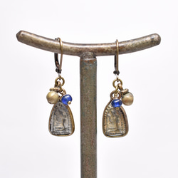 Prakluang 和藍色古董珠、民族鐘形耳環 第7張的照片