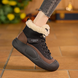 冬の新品・本革の雪上ブーツは、ベルベットの綿靴の厚底を厚くして短靴を暖かくする 2カラー  W107 16枚目の画像