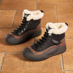 冬の新品・本革の雪上ブーツは、ベルベットの綿靴の厚底を厚くして短靴を暖かくする 2カラー  W107 17枚目の画像