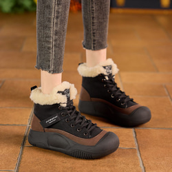 冬の新品・本革の雪上ブーツは、ベルベットの綿靴の厚底を厚くして短靴を暖かくする 2カラー  W107 14枚目の画像