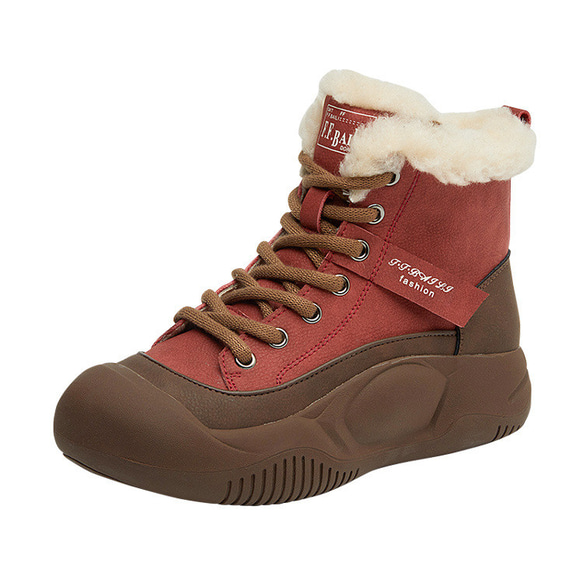 冬の新品・本革の雪上ブーツは、ベルベットの綿靴の厚底を厚くして短靴を暖かくする 2カラー  W107 6枚目の画像