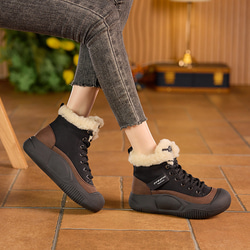 冬の新品・本革の雪上ブーツは、ベルベットの綿靴の厚底を厚くして短靴を暖かくする 2カラー  W107 4枚目の画像