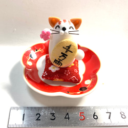 ❣️在庫処分SALE更に値引き❣️☆小さなにこやか招き猫ちゃん　1500円→800円　樹脂粘土　置物 2枚目の画像